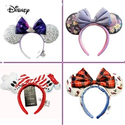 2024 Disney Minnie Mouse Ear Headband New Holiday Christmas Snowman Headdress Cosplay for Adults Kids Hair Accessories