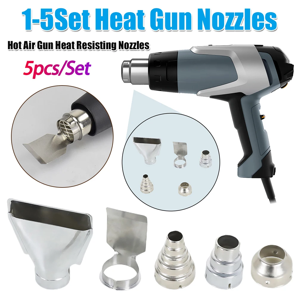 5pcs/Set Heat Gun Nozzles 35mm Diameter Fast Heating Heat Blower Nozzles Stainless Steel for Soldering Station Nozzle Tool