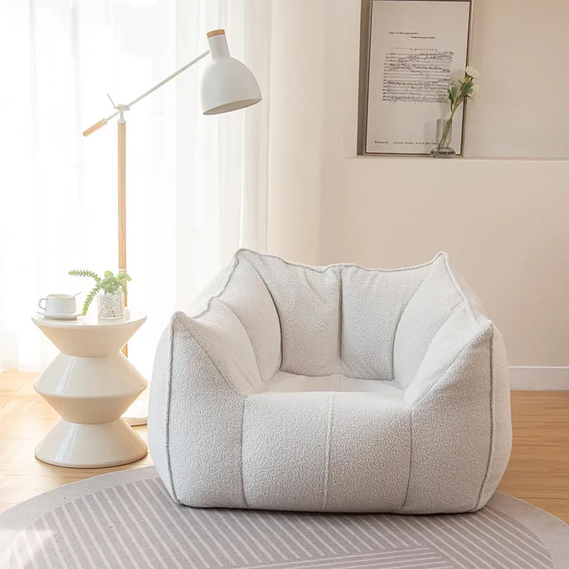Custom Modern European Design Teddy Velvet Bean Bag Soft Single And Double Chair With Sponge Filled Lazy Sofa