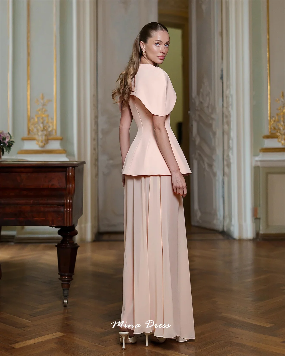 

Mina Customized Pink Elegant Chic Woman Evening Dress Slit Luxurious Women's Evening Dresses for Special Occasions Party Wedding
