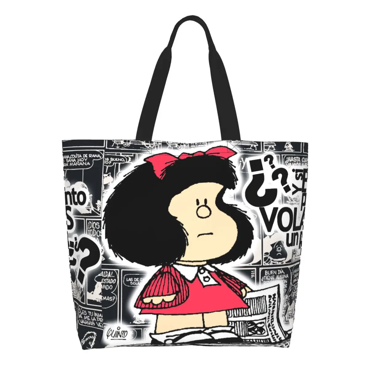 مخصص قابلة لإعادة الاستخدام خمر كوينو كوميك مافالدا حقيبة تسوق قماش حقيبة كتف دائم الكرتون مانغ البقالة أكياس المتسوق