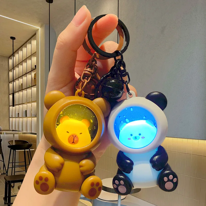 Cartoon Panda Starlight Keychain Pendant Creative Cute LED Night Light Backpack Decoration Pendant Light-emitting Toys