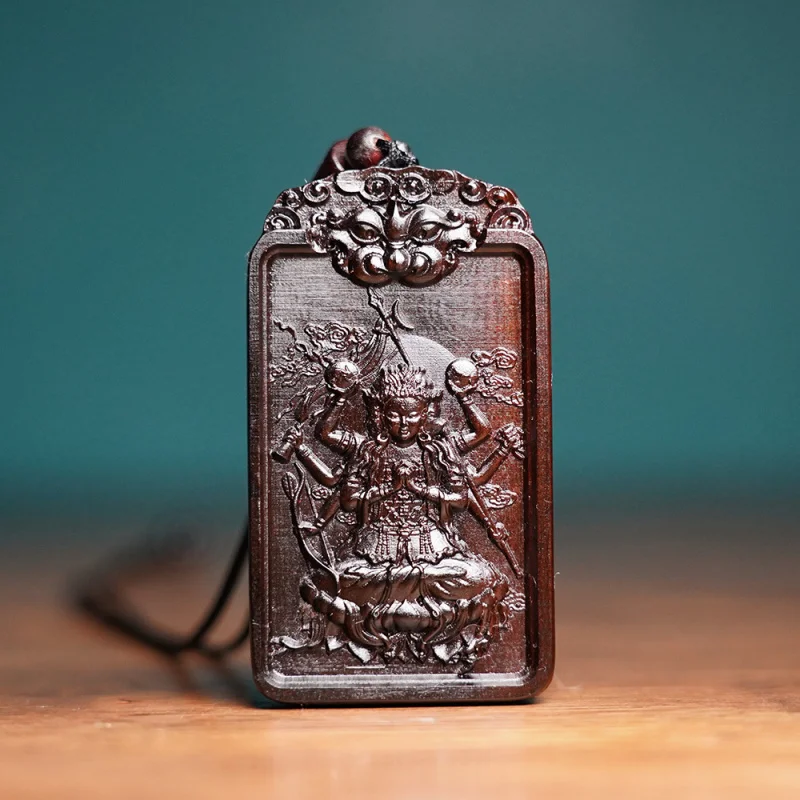 Natural lightning-struck jujube wood Doumu Yuanjun pendant, Three Heavens token, wooden carving, peace and tranquility amulet