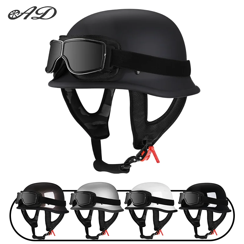 

AD new motorcycle helmet retro half helmet four seasons general German soldier helmet motorcycle scoop