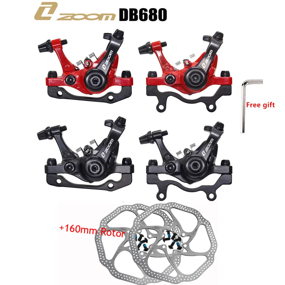 

ZOOM DB680 MTB Road Bicycle Mechanical disc Brake Caliper Two Side Braking Force Disc Brake Set Caliper With Rotor 160mm