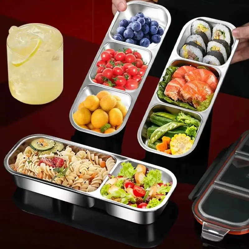 304 Stainless Steel Lunch Box Mini Compartment Bento Box for Light Meal Fresh-keeping Food Container for Refrigerator Leak Proof
