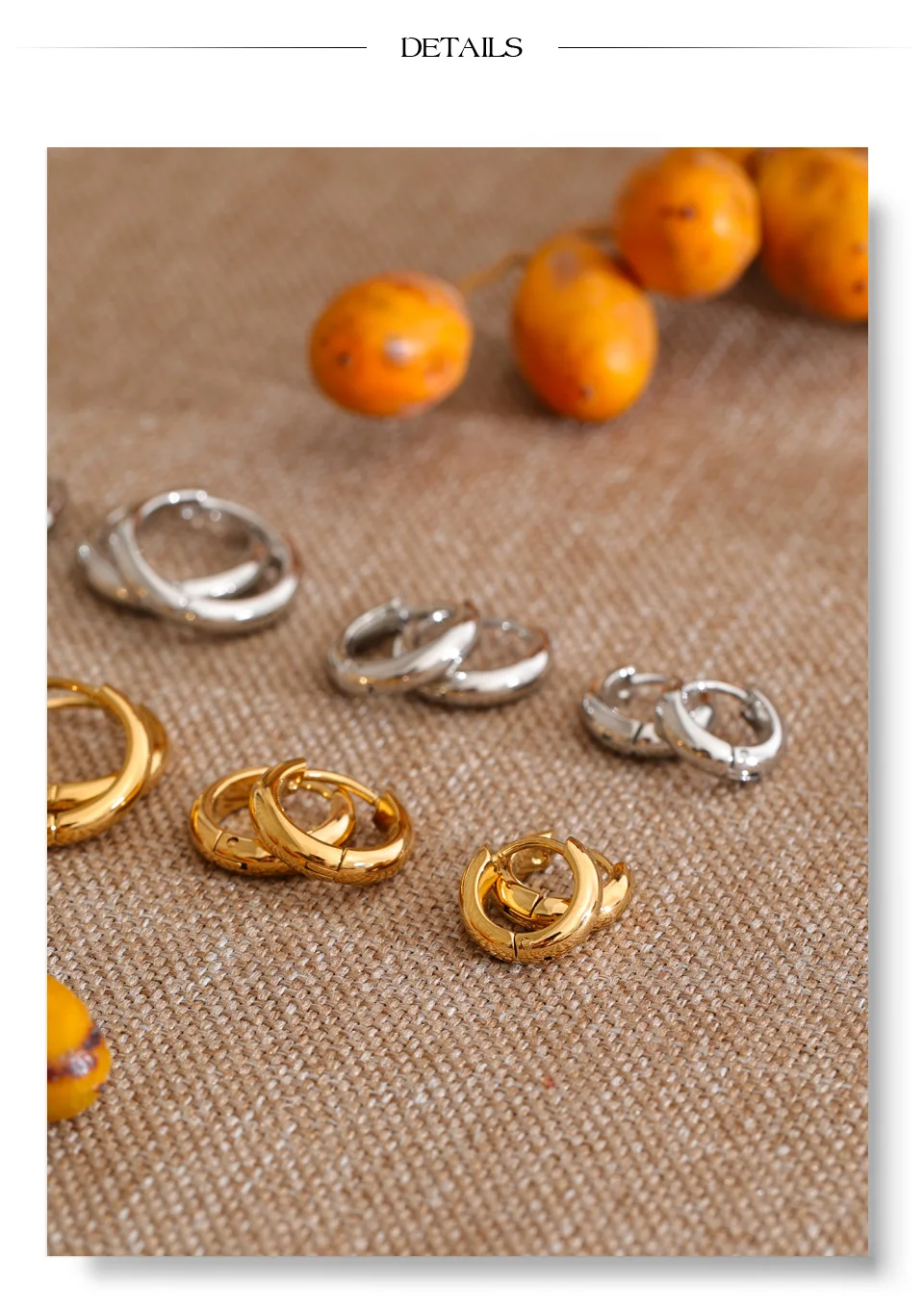 Yhpup Edelstahl-Creolen für Damen und Herren, Unisex-Accessoires, wasserdichtes Metall, schlichter, täglicher, charmanter Schmuck – Detail 3