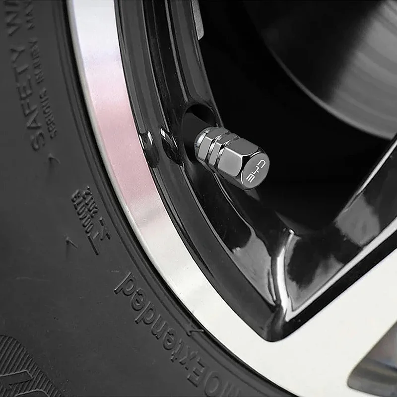 Metal Car Tire Valve Stem Caps 4Pcs For BYD Atto 3 Seal Dolphin Han Tang Song Yuan Dust‑Proof Anti‑Corrosion Wheel Exterior Acce