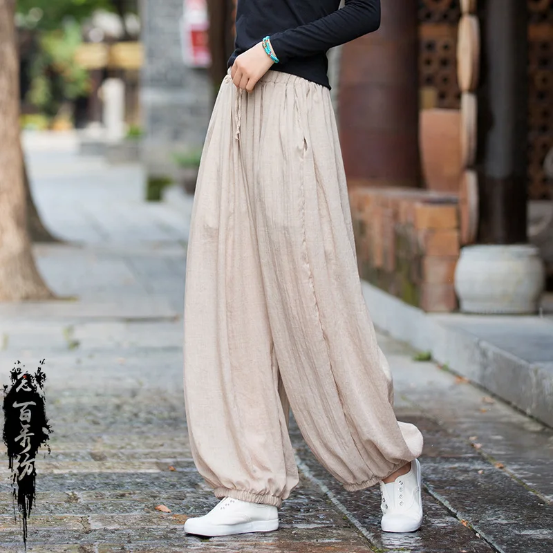 A/W Ramie Women's Pants - Zen Inspired Lightweight Bloomers for Meditation.