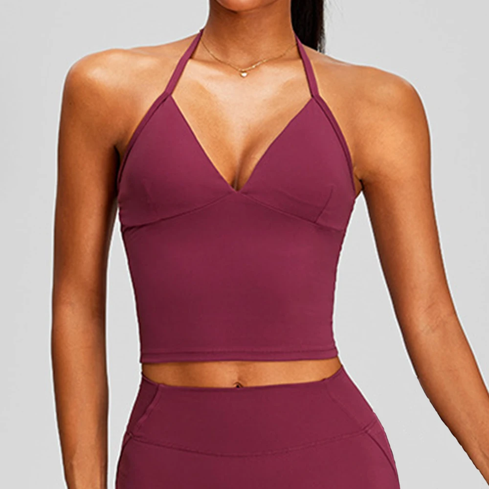 Halter Sports Yoga Vest Women Fitness Tank Top Gym Beautiful Open Back Bra Running Workout Underwear Female Sports Fitness Vest