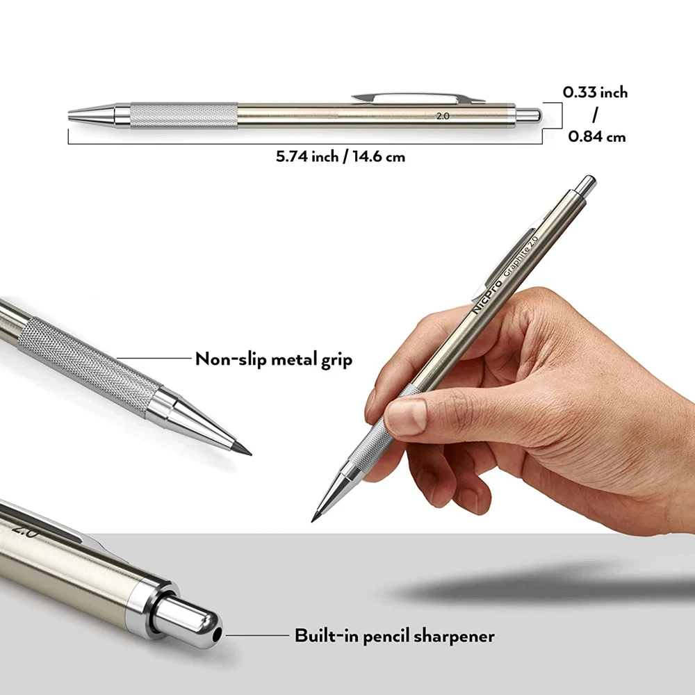 2.0mm 2B Mechanical Pencils Automatic Drawing Pencils with Color/Black Lead Refills Ideal for Student Sketch&School Stationery
