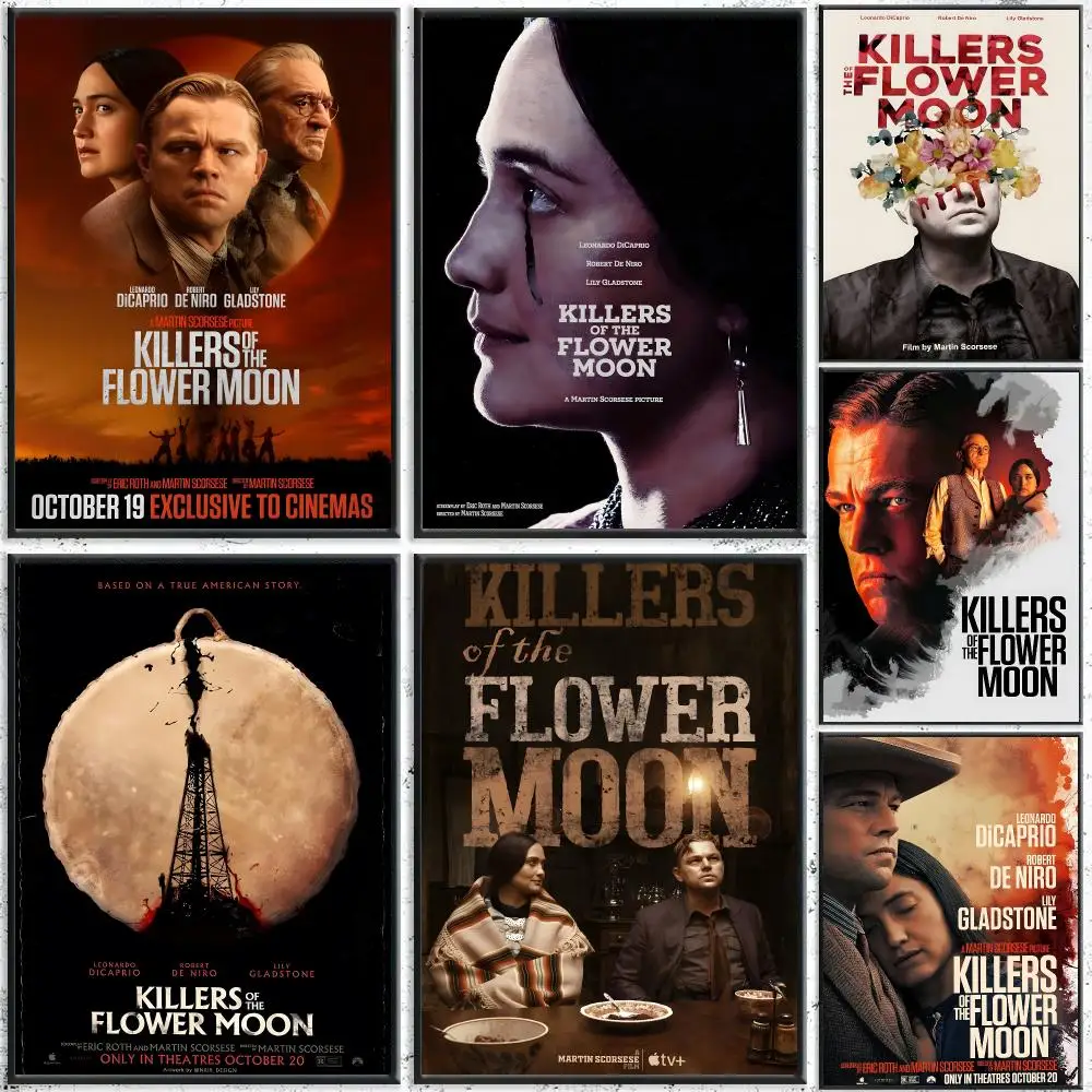 Movie Killers of the Flower Moon Poster Self-Adhesive Waterproof Wall Stickers, Coffee Bar Home Wall Decor