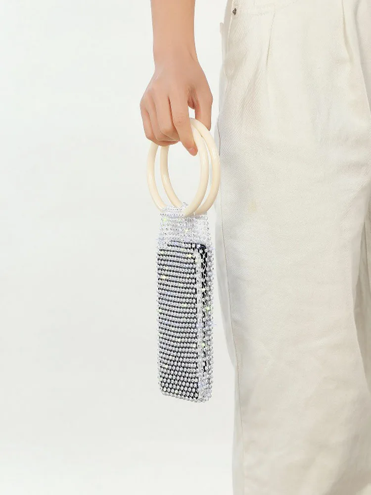 Fashionable Rhinestone Mesh Women's Handbag Luxurious Design European and American Shining Hollow Out Lady Banquet Clutch Bags