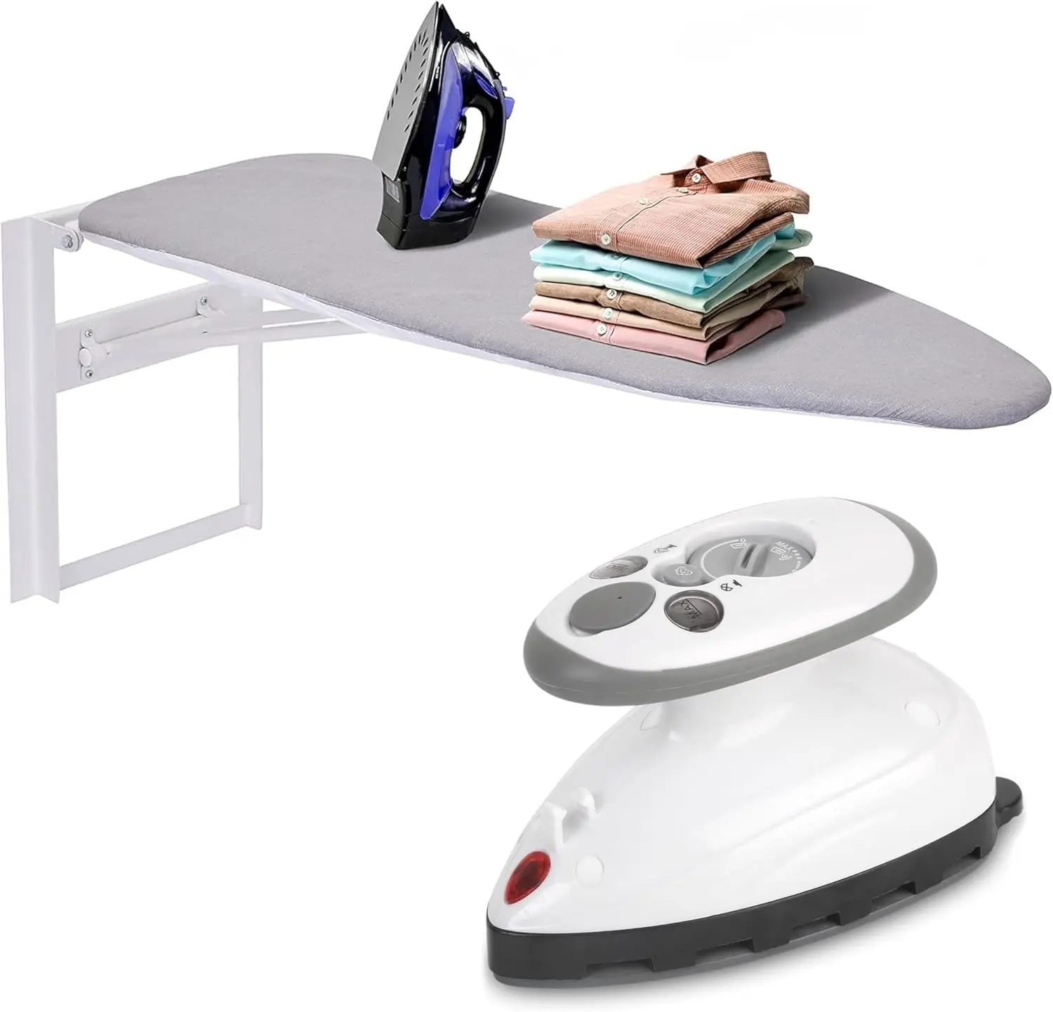 

Foldable Wall-Mounted Ironing Board with Mini Steam Iron | Space-Saving 36.2” x 12.2” Design for Small Homes & Apartments