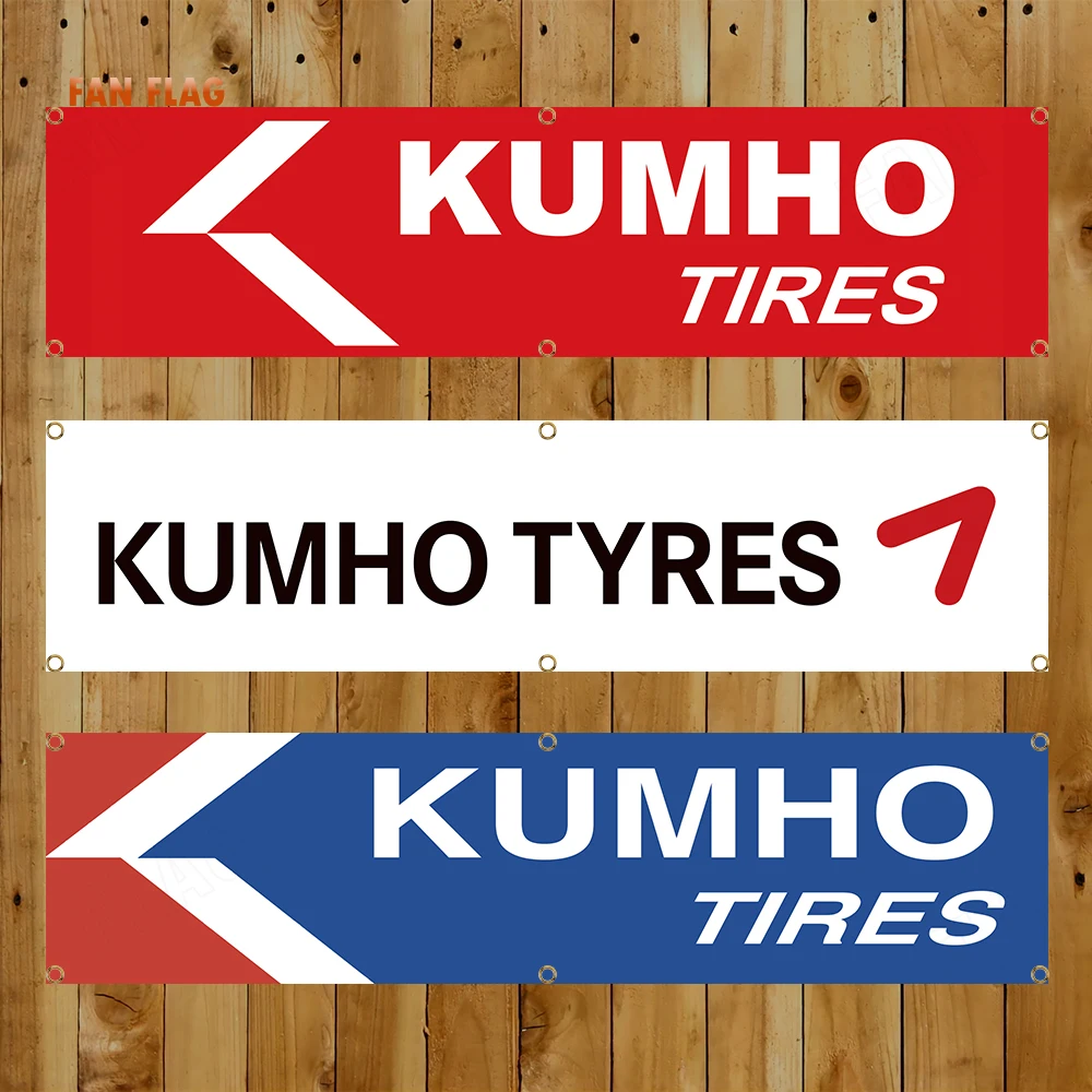 Kumho Wheels Banner Flag, tapiz de decoración para garaje o exterior, poliéster impreso, piezas de automóviles, 60x240cm