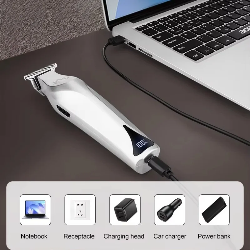 Xiaomi youpin todo o metal aparador de cabelo profissional 7500rpm aparadores de barba para barbearia prata alta velocidade display lcd aparador