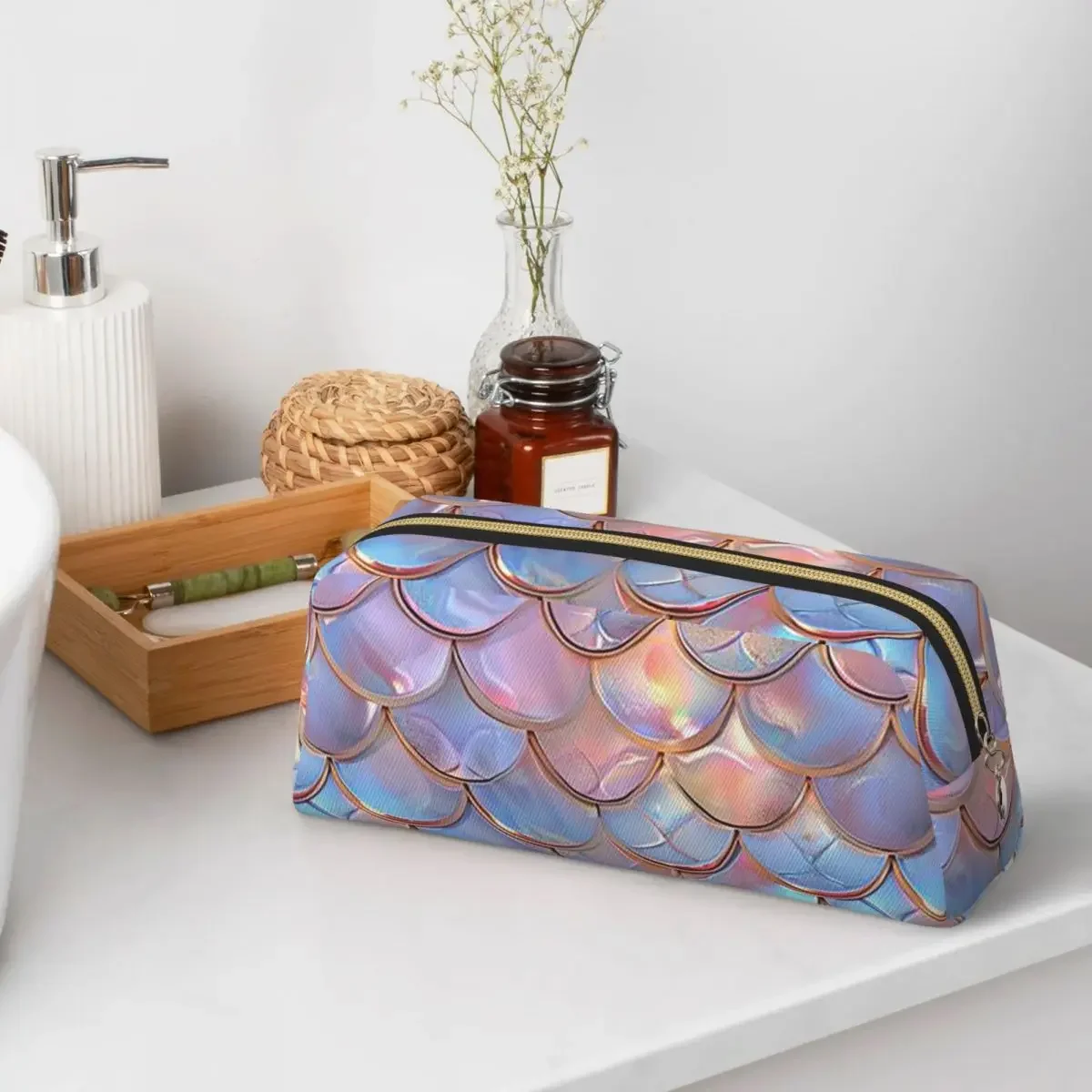 Mermaid Fish Scale Pencil Case for Boy Girl Gifts Big Capacity Pen Box Pencil Bag Pencil Pouch