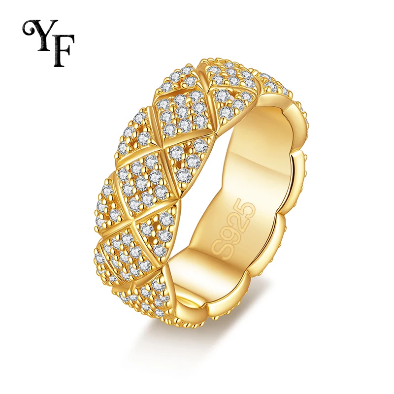 

S925 Silver Moissanite Diamond patterned Ring Certified Hip Hop Style Jewelry Personalized customization Valentine's Day Gift
