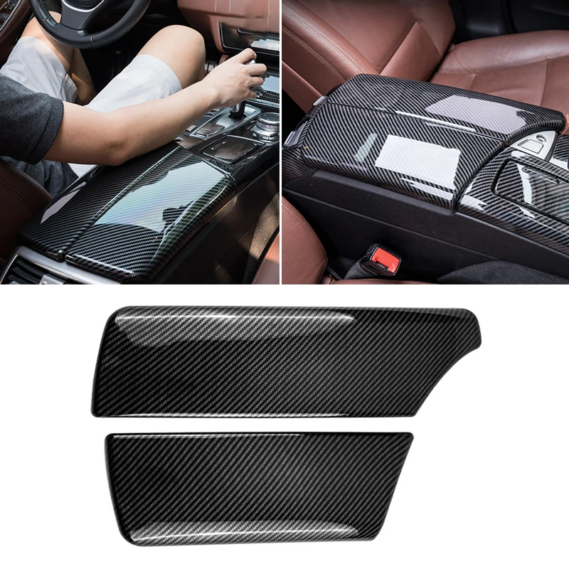 LHD Car Center Armrest Storage Box Panel Cover Trim Carbon Fiber For BMW F10 F11 F18 520i 523li 525li 520 525 523 528Li 11-17