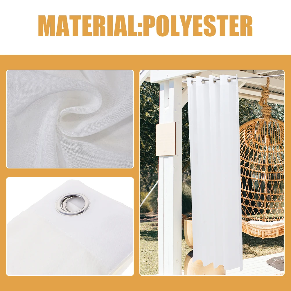 

Alipis 2pcs Outdoor Waterproof Curtains White Polyester Gauze Window Screen Sun Drapes Decorative Sheer