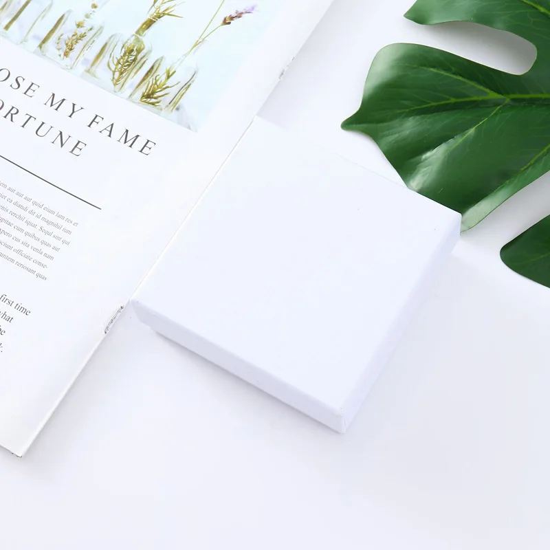 10pcs/lot White Square Paper Gift Boxes For Necklaces Earrings Ring Display Packaging Jewelry Boxes Custom Logo Print