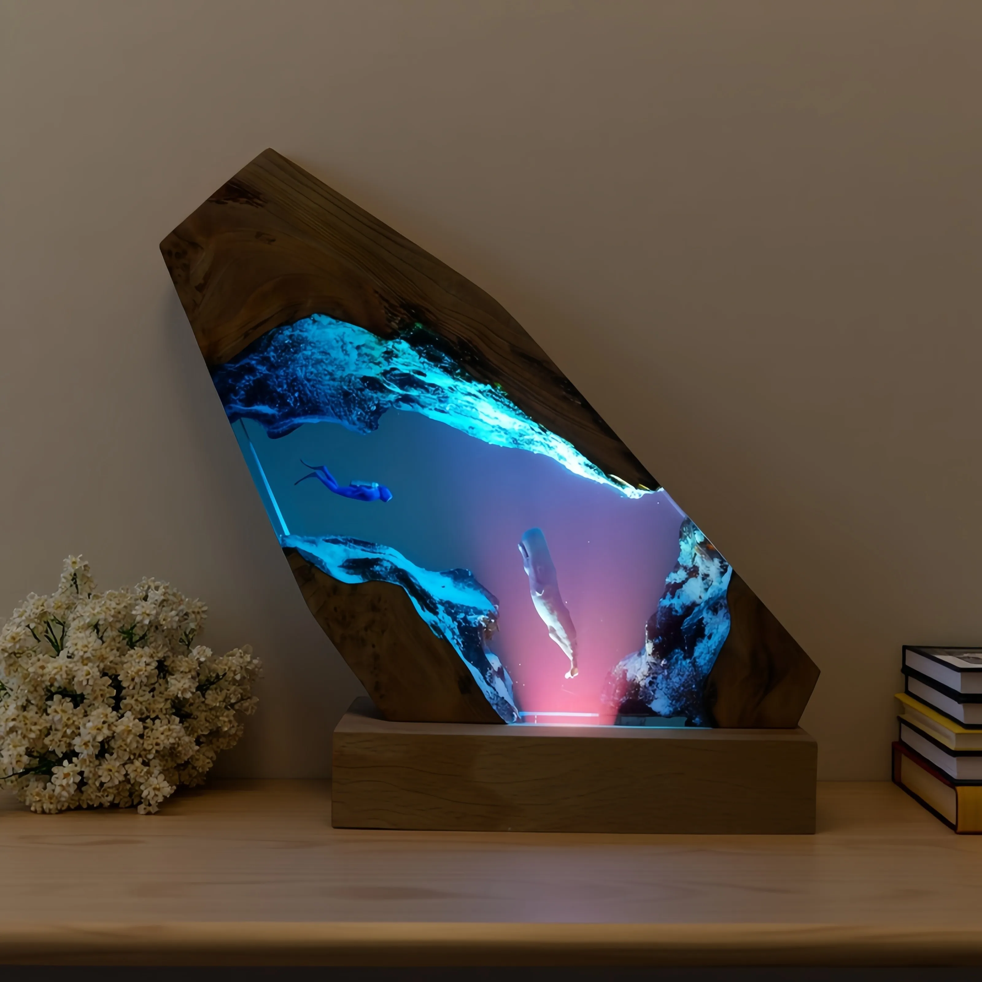 PYH Diver Ocean Wind Deep Sea Exploration Bedroom Decoration Bedside Atmosphere Night Light Tabletop Ornament