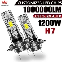 Faro LED H7, luces sin errores CANBUS para coche, 1000000LM, 1200W, bombilla Turbo superbrillante para automóvil, lámpara de Chips LED personalizada de 12V y 24V