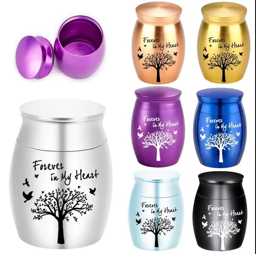 7 Colors Small Keepsake Urn for Human Ashes Tree of Life Cremation Urns Mini Urns Perfect Aluminum alloy Memorial Ashes Holder