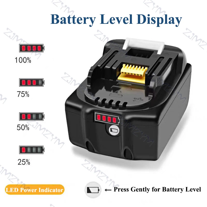 

Универсальный сменный литий-ионный аккумулятор 18 В 5,0 Ач/6,0 Ач для BL1850B BL1860B Подходит для беспроводных электроинструментов DTM52 DF333 DDF482