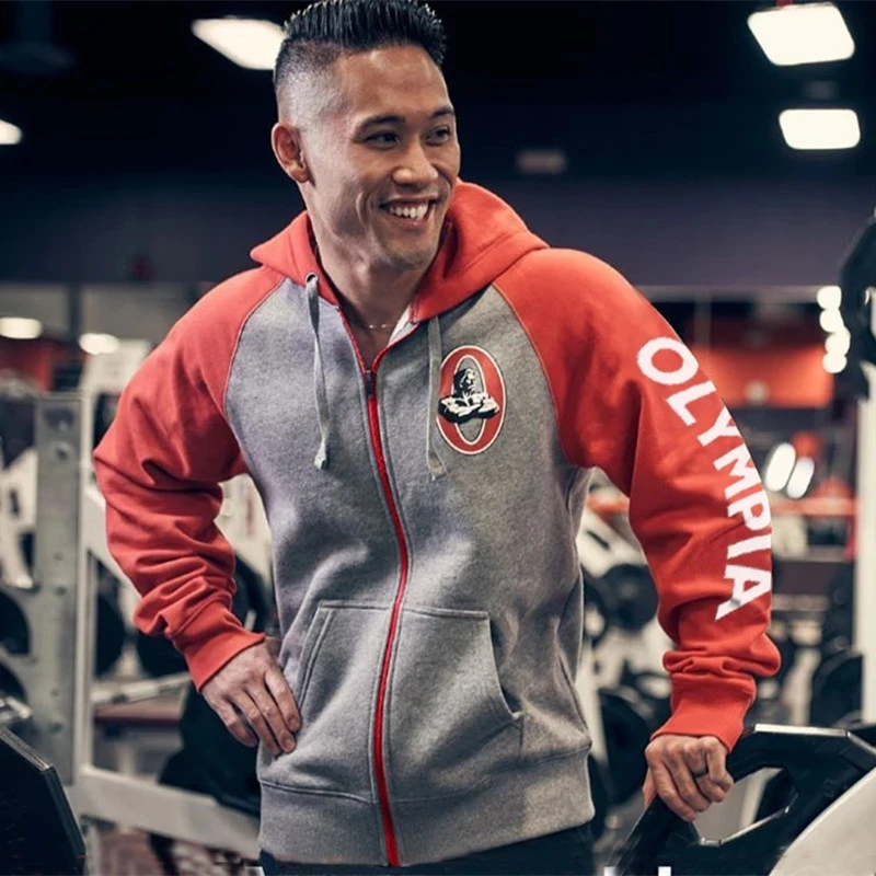 2022 الربيع والخريف جديد أوليمبيا الرجال اللياقة البدنية الرياضة البلوز سترة عادية جاكيت زيبرا في الهواء الطلق التدريب مقنعين سترة #3