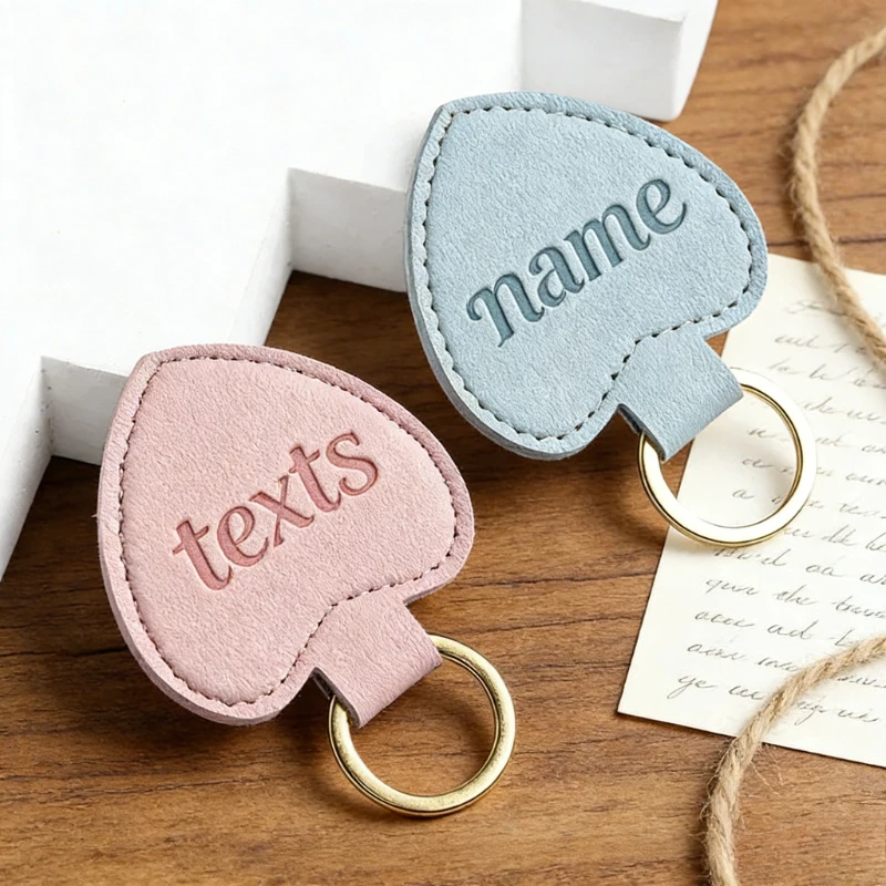 Bag Pendant Key Chain Ring Personalized Name Number Leather Heart Keychain Laser Custom Logo Couple Lover Friend Gift Keyring