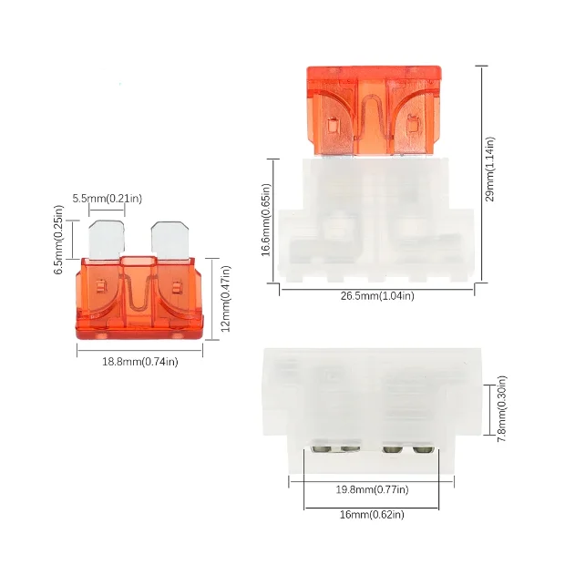 Auto Standard Middle Fuse Holder Car Boat Truck motorbike ATC ATO Blade Fuse 5A 7.5A 10A 15A 20A 25A 30A 35A 40A 45A 50A