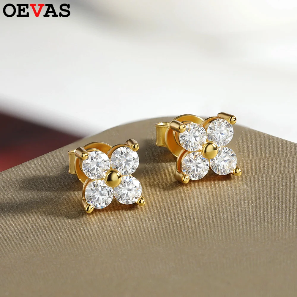 

Женские серьги-гвоздики OEVAS из 100% стерлингового серебра 925 пробы 0,1 карата 3 мм с муассанитом, позолоченные 18 карат, сверкающие ювелирные украшения для свадебной вечеринки