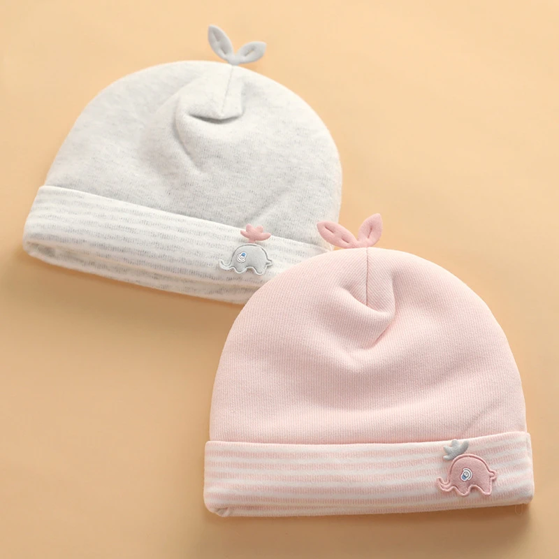 0-3 Months Baby Hats Newborn Beanie Winter Warm Thicker Cotton Soft Elastic Baby Cap for Girls Boys Infant Bonnet Accessories