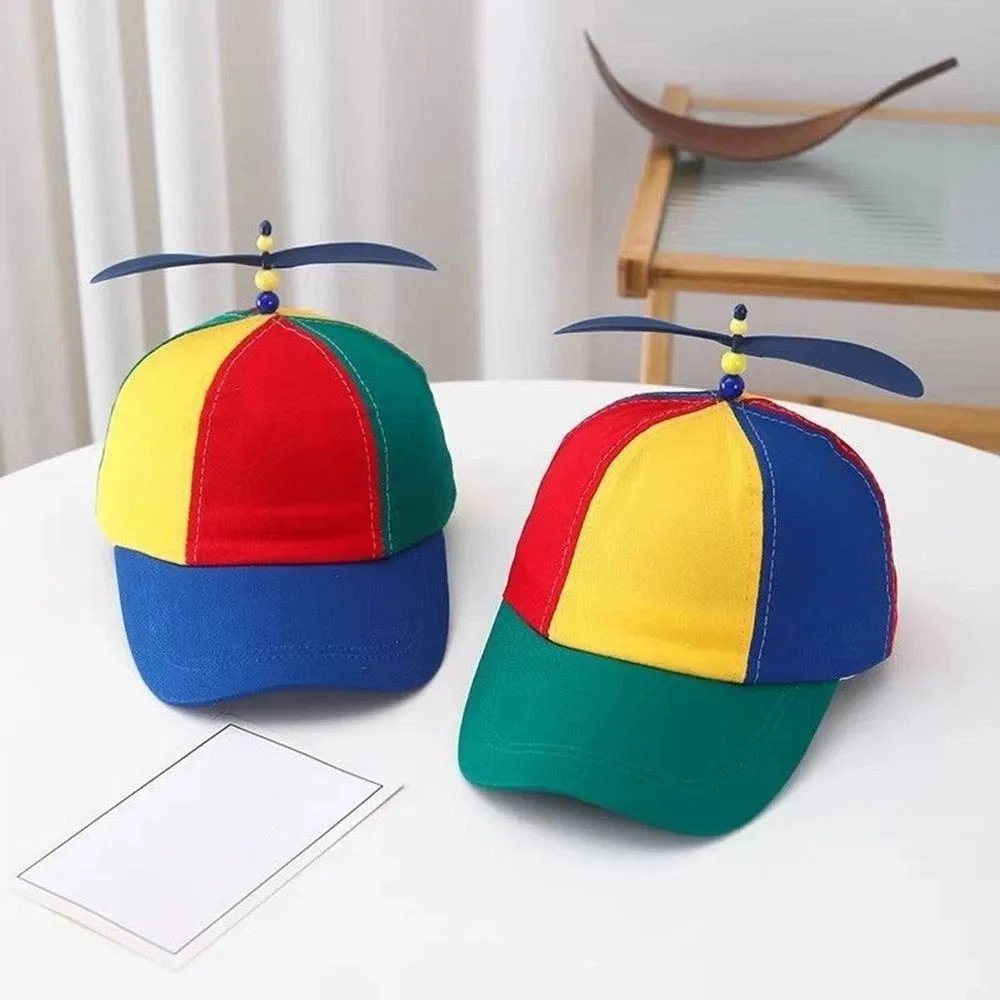 Abnehmbarer Propeller-Baseballkappe aus Baumwolle, Farbblock-Design mit Bambus-Libelle, Regenbogendesign, verstellbar – Detail 3