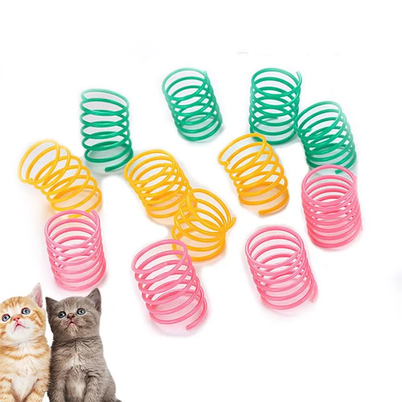 Funny Spring Cat Toy Colorful Coil Spiral Springs Chasing Interaction Chew Toy For Kitten High Elasticity Durable Pet Supplies