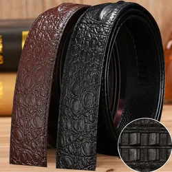 Genuine Leather Belt for Men's Pants Jeans Accessories Buckle Free Adjustable Crocodile Pattern Business Fashion Waistband 3.5CM