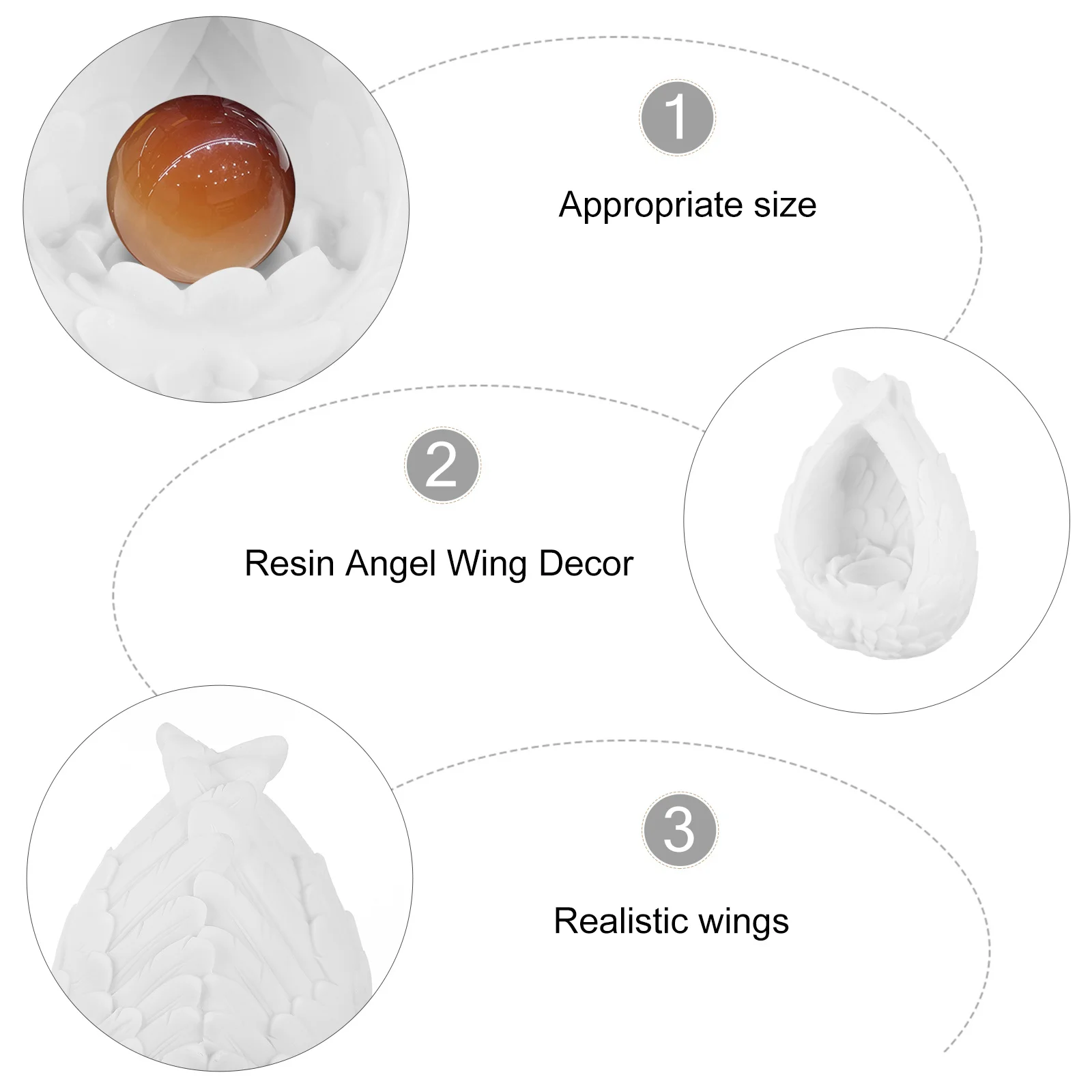 

1Pcs Crystal-Ball Storage Base Resin Angel Wing Design Stable Support Stand for Home Office Desktop Ornament Crystal-Ball Stand