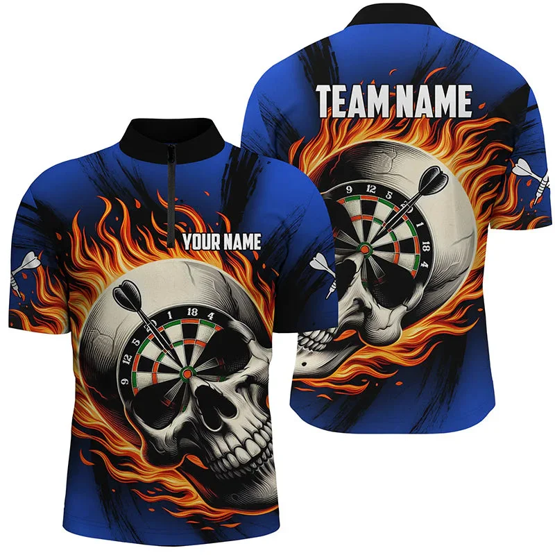 PLstar Cosmos' new personalized 3D printed red dart pattern polo shirt, unisex, casual team throwing sports series -34