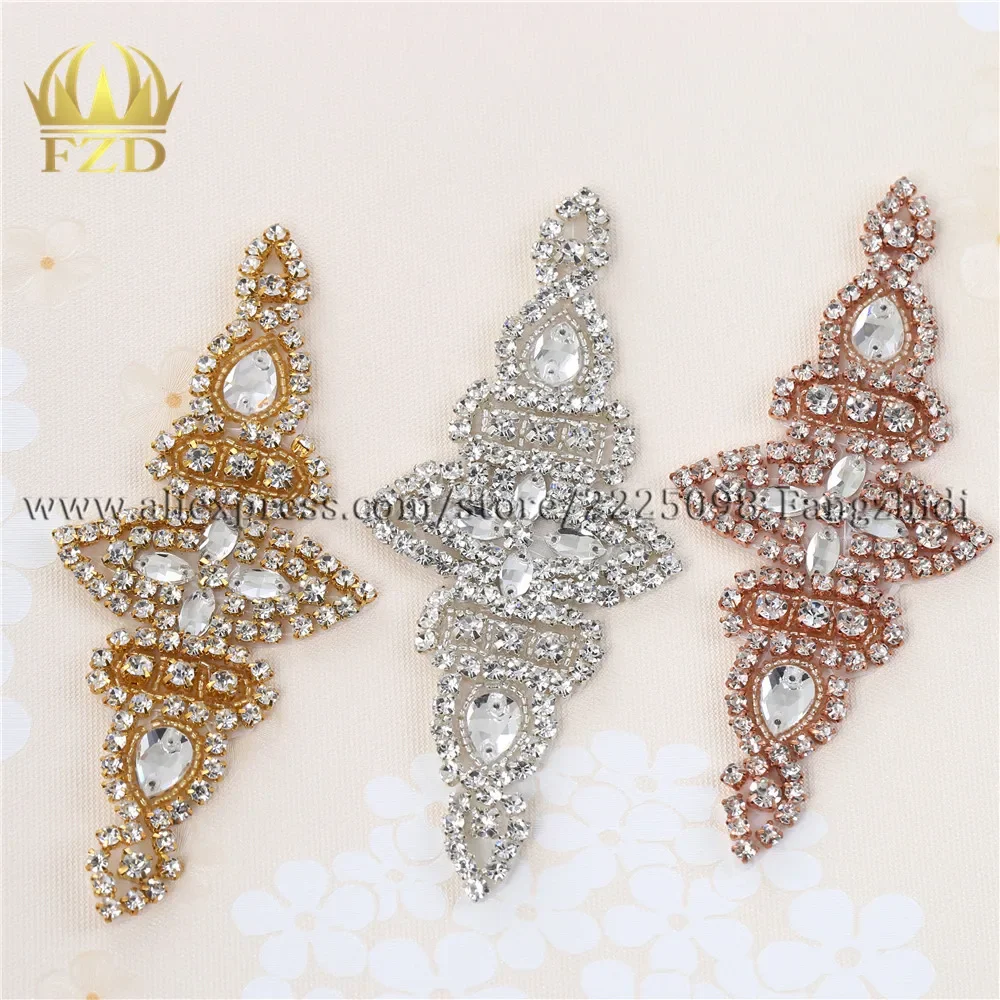 

(30 Pieces) Rose Gold Claw Rhinestones DIY Sew On Patches Garment Flatback Appliques Motif Beaded Hot Fix Crystals For Clothes