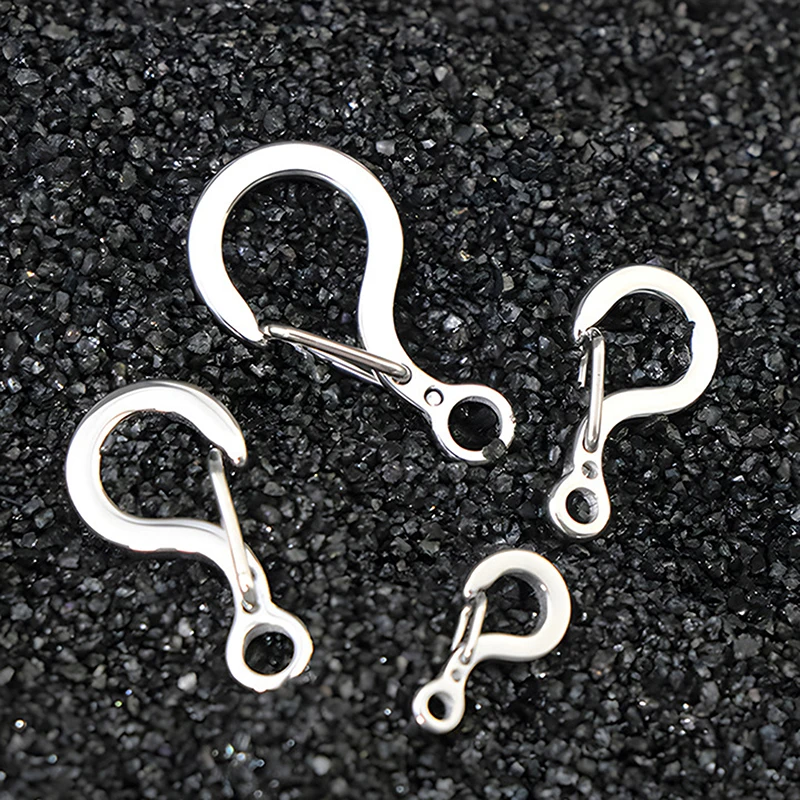 1Pc Stainless Steel Question Mark Buckle 12/18/20/23mm Mini Spring Snap Hook Quick Release Carabiner Clasp Outdoor Tool Key Ring