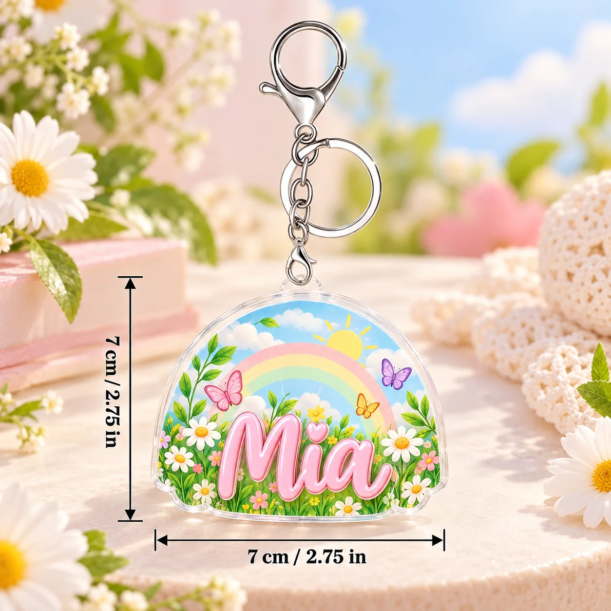 Custom Double Layer Acrylic Keychain Personalized Photo Layered Charm Bag Pendant for Backpack Car Keys Birthday Gift Decor