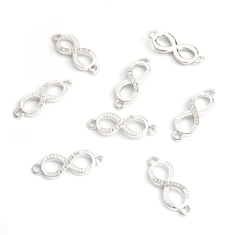 10Pcs Alloy Crystals Infinity Connectors Charm Vintage Silver Gold Color Bracelets Pendants Jewelry Making DIY Earrings Findings