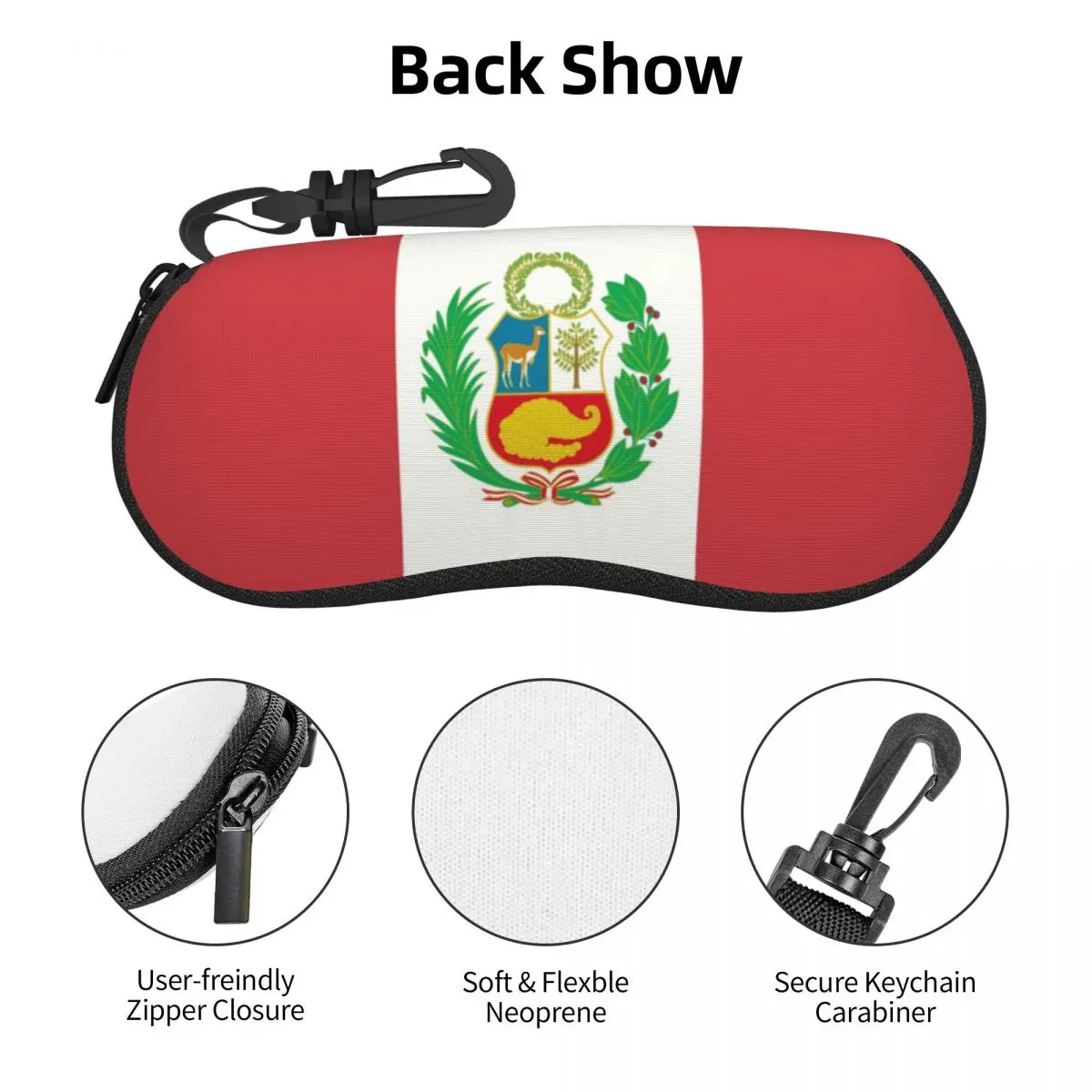 Bandera personalizada del Perú, estuche para gafas con diseño de bandera peruana, estuche para gafas de viaje Unisex, caja protectora para gafas de sol