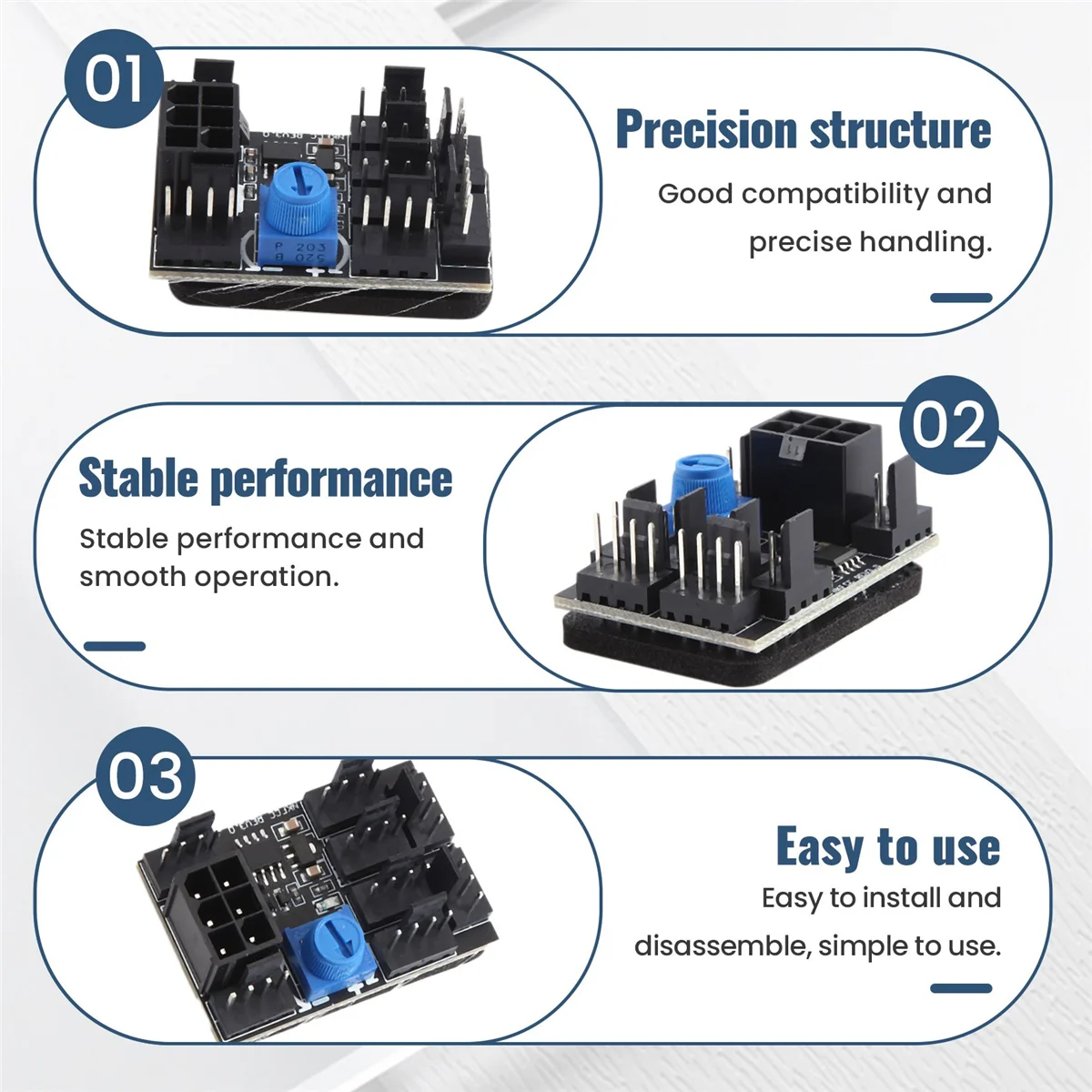 3-Pin 4-Pin Fan Adapter PWM PC Case Cooling Fan Hub 8-Way Splitter 12V Speed ​​Controller with 6-Pin Power Port