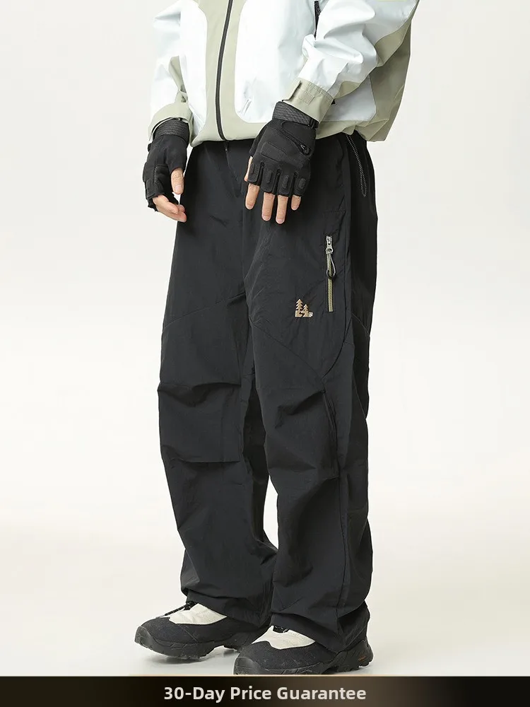 

Мужские брюки в американском ретро-стиле с прямыми штанинами, функциональные повседневные широкие брюки, новинка весенней коллекции, универсальные свободные брюки в уличном стиле