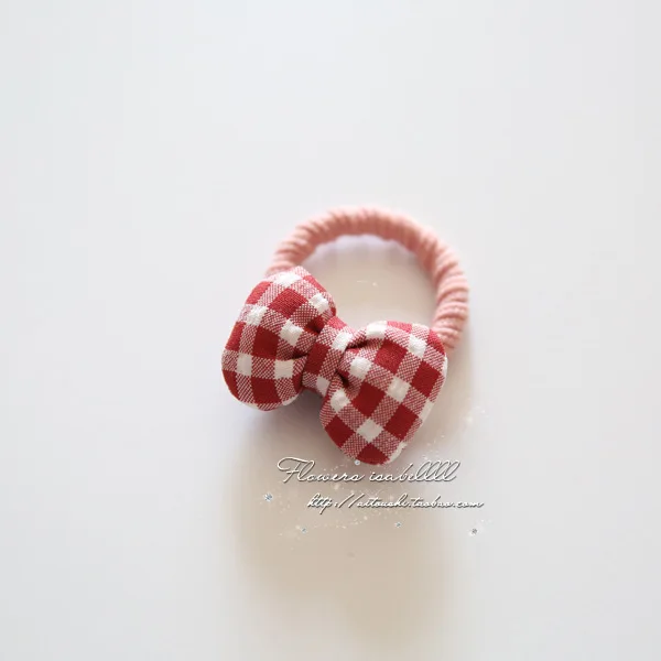 Kids Hair Bows Set 1PC Floral Beige Pink Fabric Elastic Ties No Tangle Hair Accessories for Toddler Girls