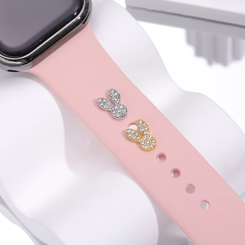 Zcompresses-Breloques en biscuits pour bracelet Apple, goujon de document en or et argent, bijoux pour Iwatch, dessin animé mignon, petits accessoires