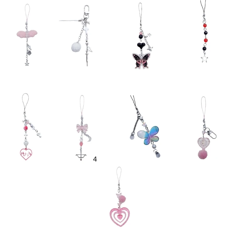 Butterfly Charm Keychain Phone Lanyard Crystal Bowknot Charm Phone Charm Dropship
