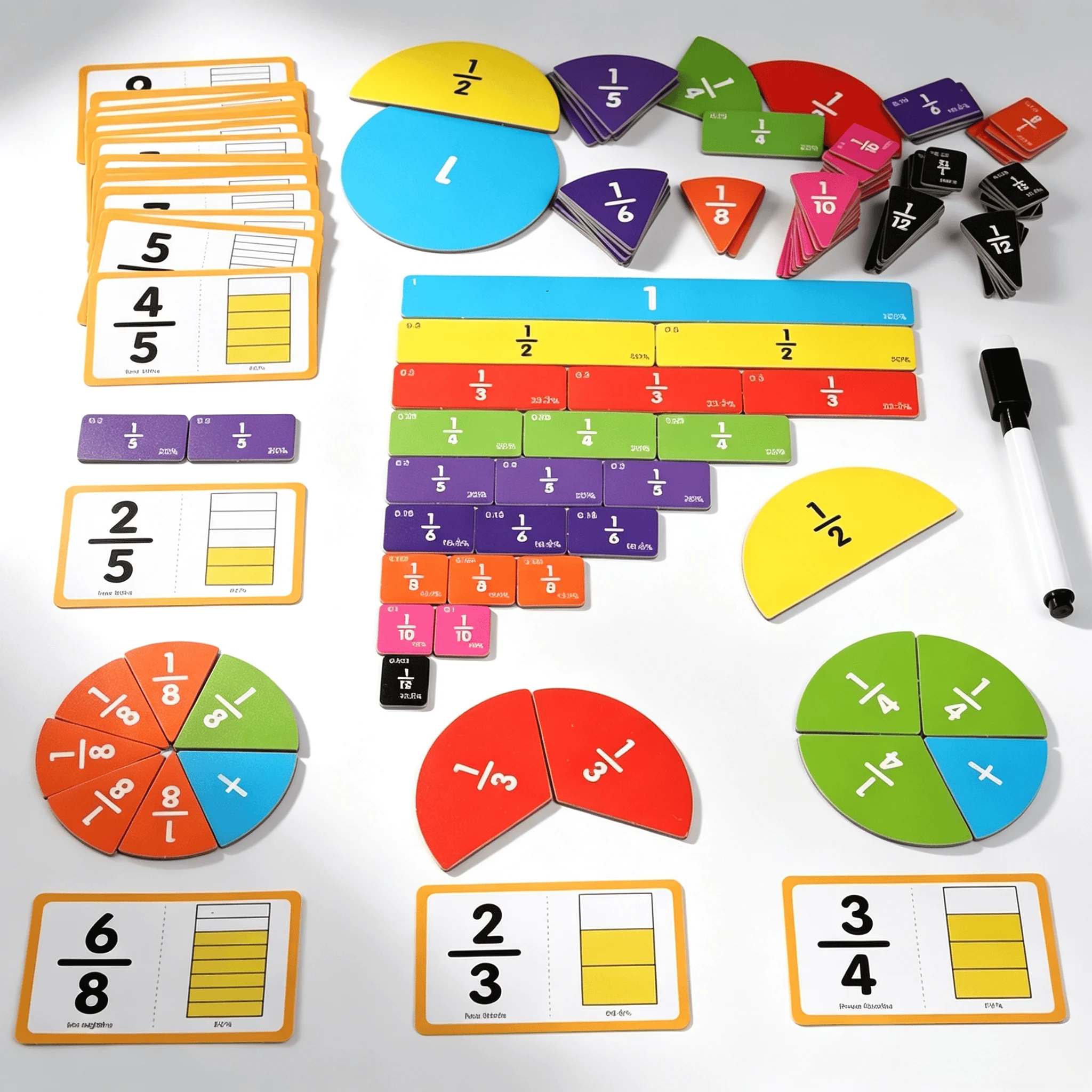 Montessori Educational Toys for Kids Magnetic Fraction Strip Circle Cognitive Tools Children's Math Learning Aids 3+Y